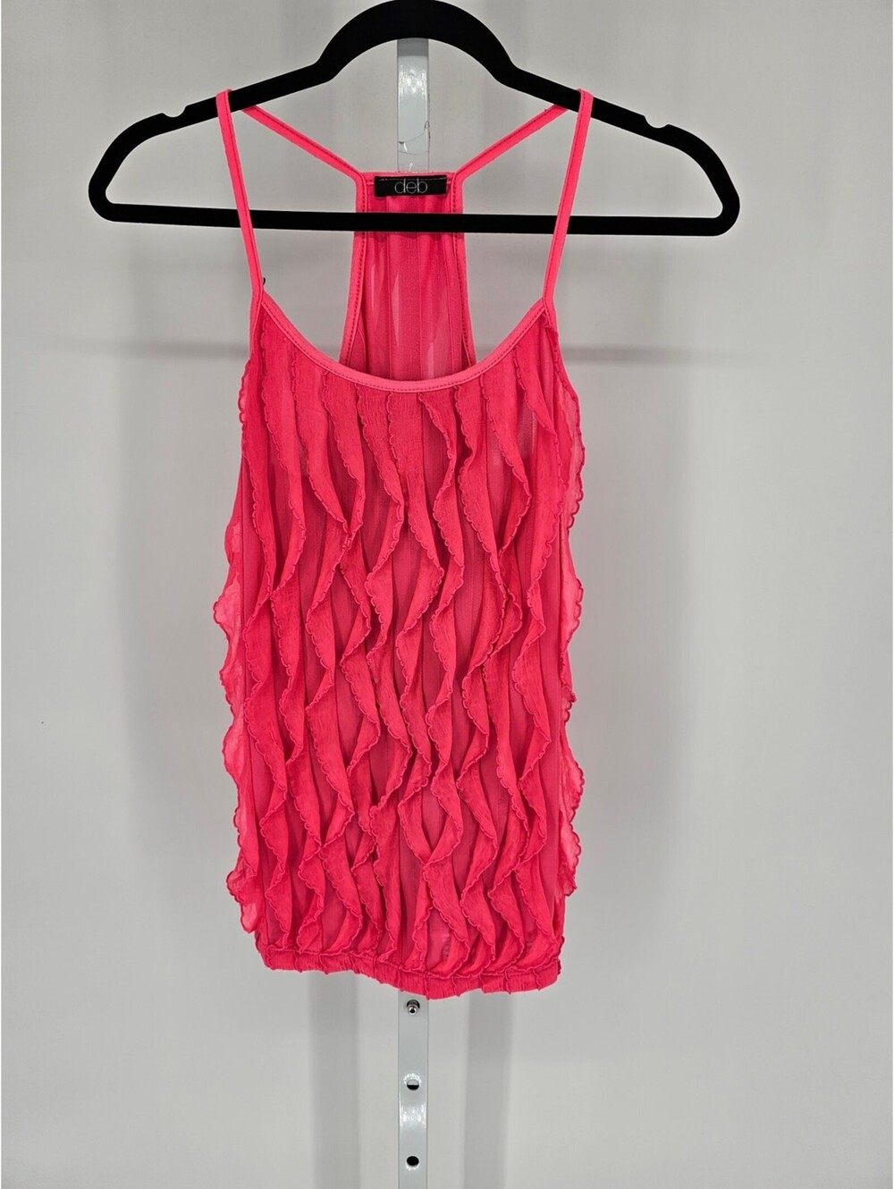 Y2K Deb Women's Pink Sleeveless Ruffle Strapless Pullover Tank Top Sz S